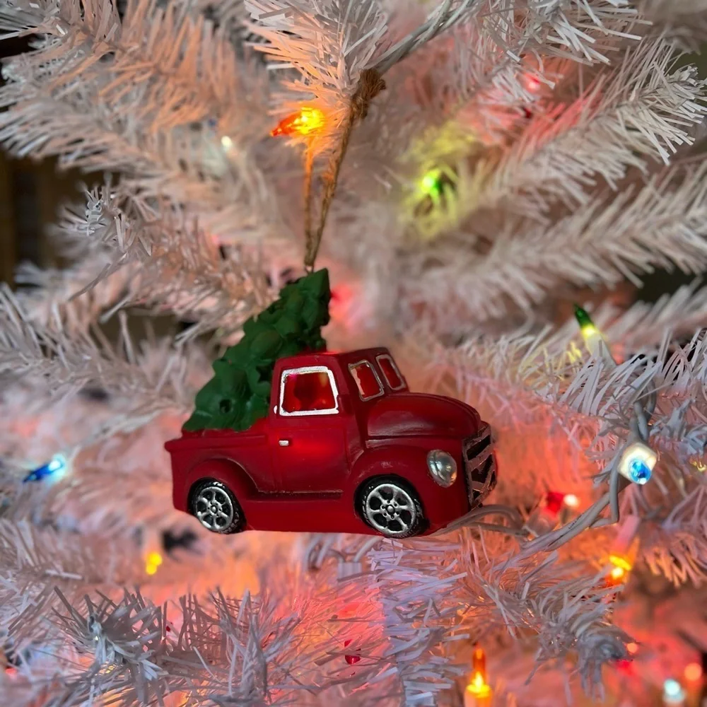 Red truck light up Christmas Ornament